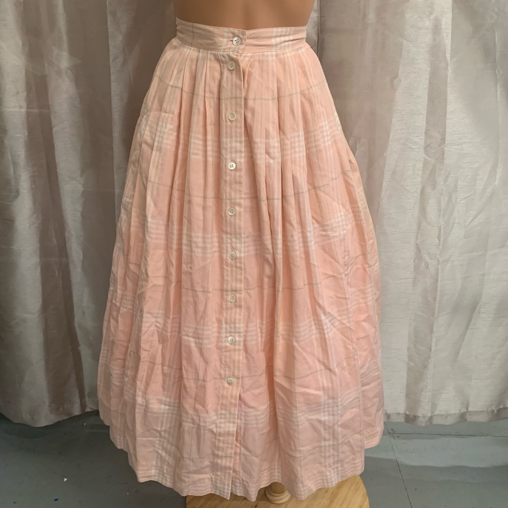 Vintage Pink Plaid Swing Skirt